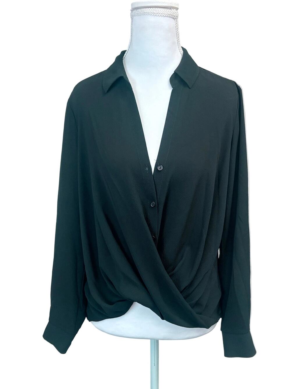 All in Favor Black semi-sheer blouse